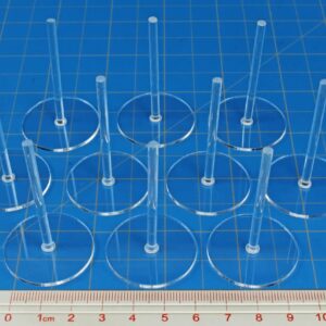 LITKO 32mm Circle Flight Stands with 2-inch pegs, 1.5mm Clear (10)