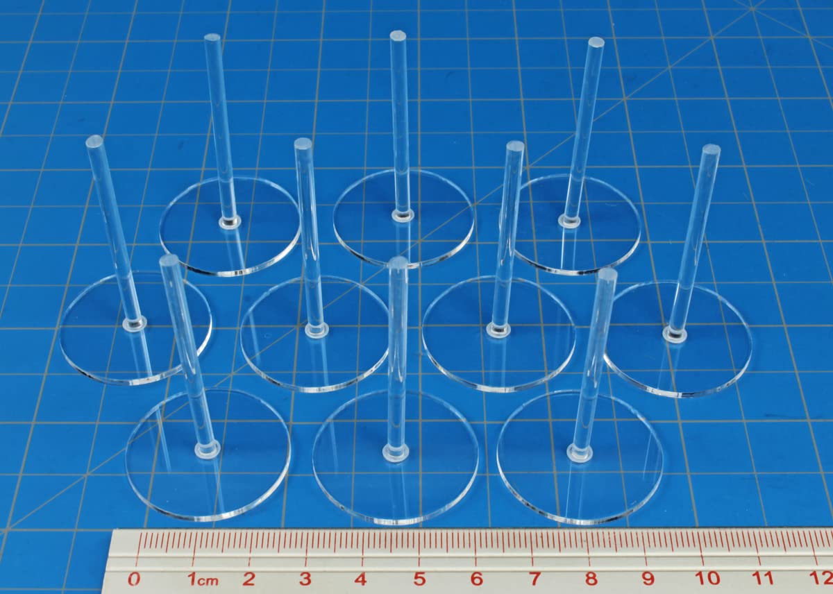 LITKO 32mm Circle Flight Stands with 2-inch pegs, 1.5mm Clear (10)