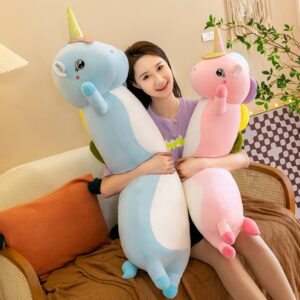 Unicorn Plush Pillow Long Soft Unicorn Body Pillow Big Unicorn Stuffed Animal Toys Cute Large Hugging Pillow Kawaii Toy for Kids Girls Children Baby Shower Birthday Valentine(Pink, 70cm/27.5Inch)