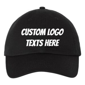 ink stitch unisex vc300a custom stitching logo texts monogrammed cotton baseball caps (black)