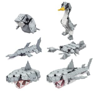 LaQ Marine World Megalodon | 332 Pieces | 6 Models | Age 7+ | Creative, Educational Construction Toy Block | Made in Japan