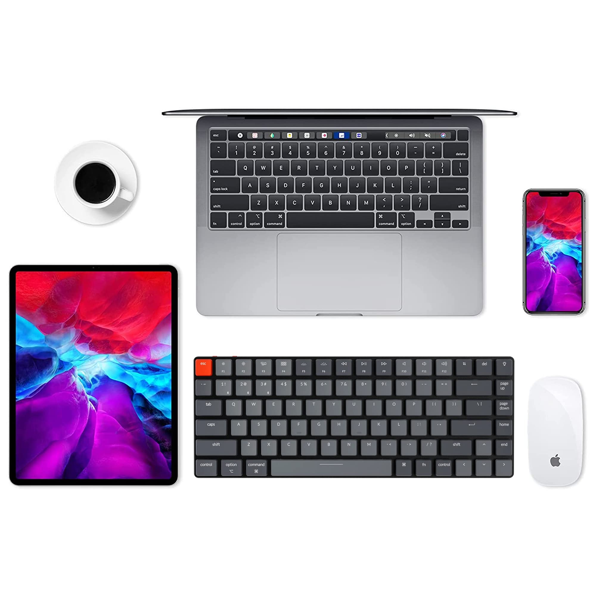 Keychron K3 75% Layout Bluetooth Wireless Mechanical Keyboard, Ultra-Slim 84 Keys/USB C/White Backlit/Low Profile Gateron Brown Switch/N-Key Rollover, Gaming Keyboard for Mac Windows, Version 2