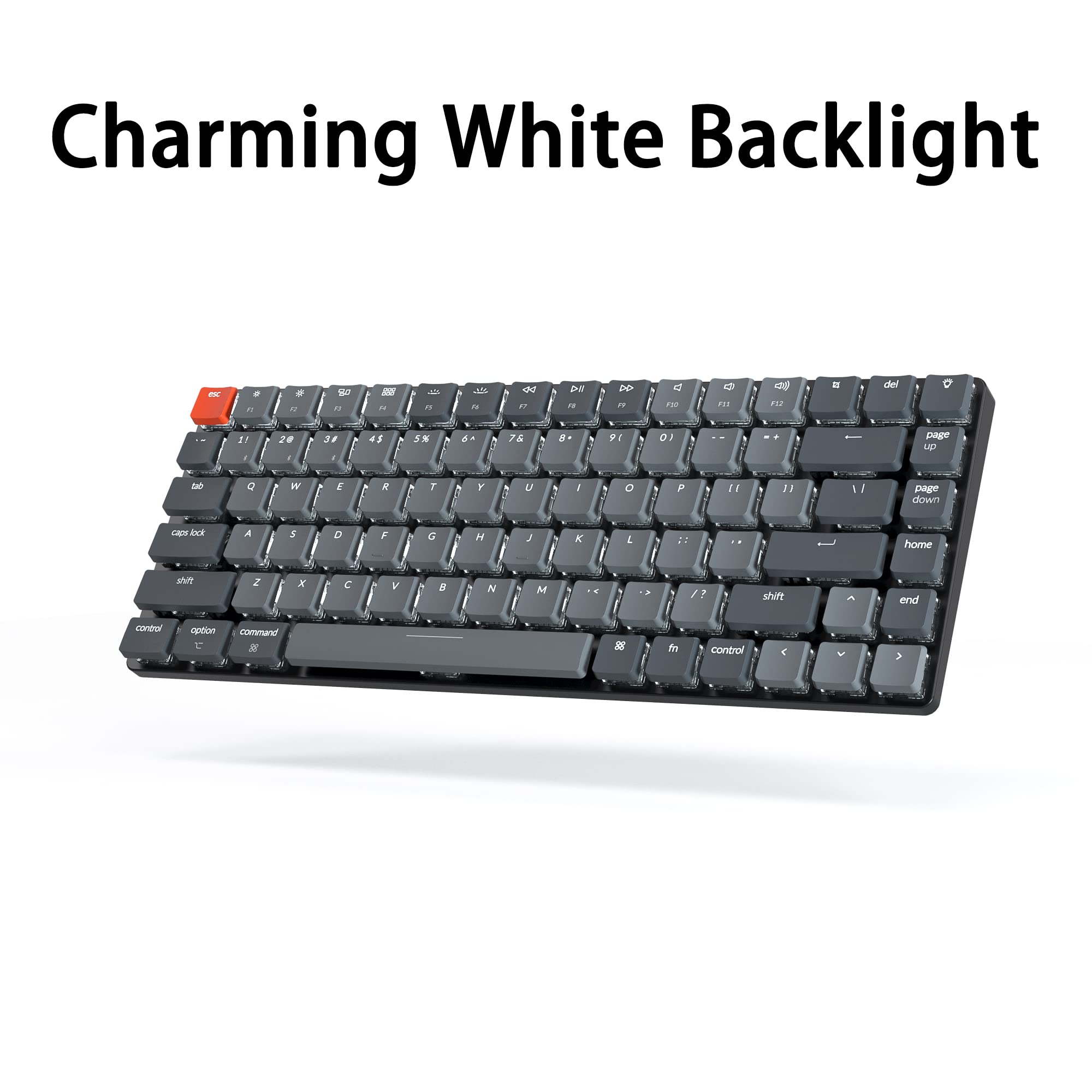 Keychron K3 75% Layout Bluetooth Wireless Mechanical Keyboard, Ultra-Slim 84 Keys/USB C/White Backlit/Low Profile Gateron Brown Switch/N-Key Rollover, Gaming Keyboard for Mac Windows, Version 2