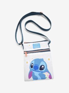 loungefly disney lilo & stitch daisies passport crossbody bag blue none