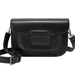 Daisy Rose Cross Body Bag with Magnet Closure - PU Vegan Leather Shoulder Bag - BLACK