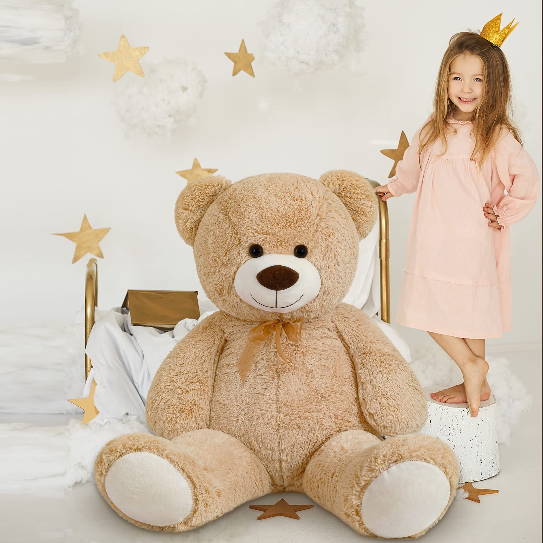 XXL Teddy Bear 43 inch Giant Plush Bears Cute Stuffed Animal Plush Toys 110cm Large Bear Cuddly Doll Gift for Kids Boys Girls Birthday Christmas Valentine's Day (3.6ft / 43.3inch, Light Brown)