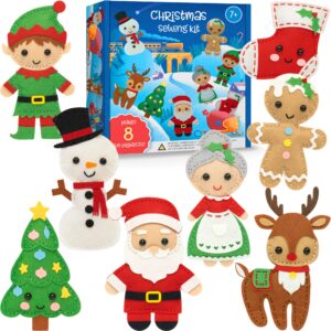 Craftorama Sewing Kit for Kids, Fun and Educational Christmas Craft Set for Boys and Girls Age 7-12, Sew Your Own Felt Christmas Set Craft Kit for Beginners, 165 Piece Set