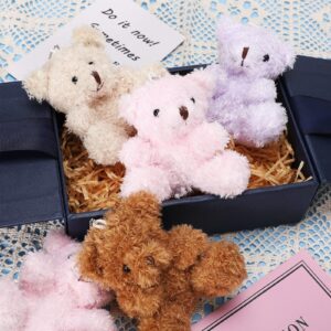 6 Pieces Mini Bear Plush Stuffed 4 Inch Small Bear Bulk Animal Toys for Baby Shower Party Favors Tiny Soft Bear Doll Gifts for Graduation Keychain Bag Charm Supplies (Brown, Apricot)