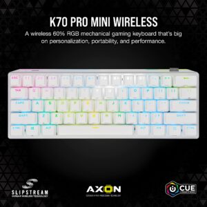 Corsair K70 PRO MINI WIRELESS RGB 60% Mechanical Gaming Keyboard - Fastest Sub-1ms Wireless, Swappable CHERRY MX Speed Keyswitches, Aluminum Frame, PBT Double-Shot Keycaps - NA Layout, QWERTY - White