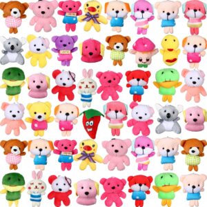 100 Pack Mini Plush Animals Toys Set Small Stuffed Animals Toys Small Animal Plush Keychain Set for Valentine Easter Party Carnival Prizes Classroom Rewards Goody Bags Filler, 27 Random Style