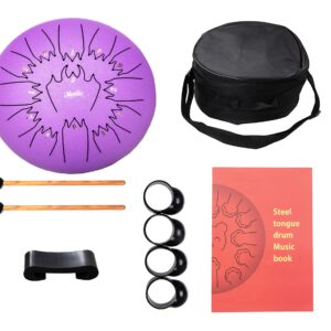 Nanrika Steel Tongue Drum, 12 Inch 13 Note,Percussion Instrument, Hand Pan Drum, With Bag, Music Book, Drumstick and Finger Cover (Lavender)