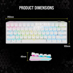 Corsair K70 PRO MINI WIRELESS RGB 60% Mechanical Gaming Keyboard - Fastest Sub-1ms Wireless, Swappable CHERRY MX Speed Keyswitches, Aluminum Frame, PBT Double-Shot Keycaps - NA Layout, QWERTY - White