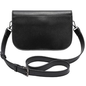 Daisy Rose Cross Body Bag with Magnet Closure - PU Vegan Leather Shoulder Bag - BLACK