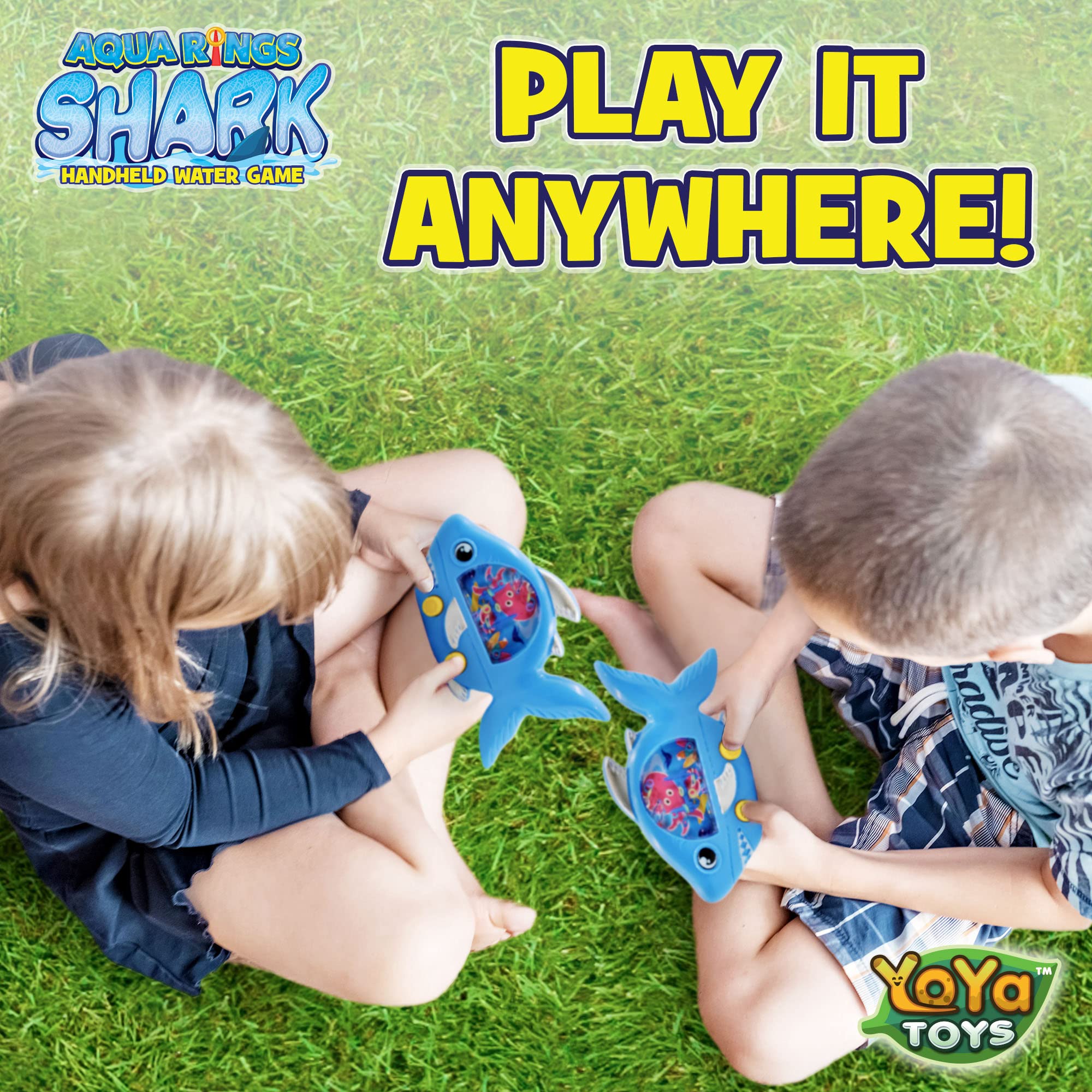 YoYa Toys Aqua Rings Shark Handheld Game for Kids - Retro Toys and Nostalgic Car Activities for Kids - Portable Road Trip Toys and Calming Travel Games - Great Shark Toys Gift and Party Favors