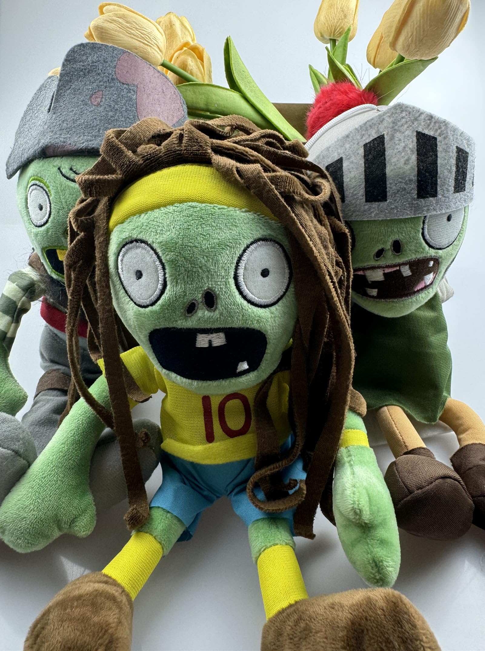 JHESAO 3 PCS Plants and Zombies Plush Zombies Sets Toy Captain Zombie, 1 2 Stuffed Soft Knight Zombies Doll, Football Zombies PVZ Plush Figure Doll New