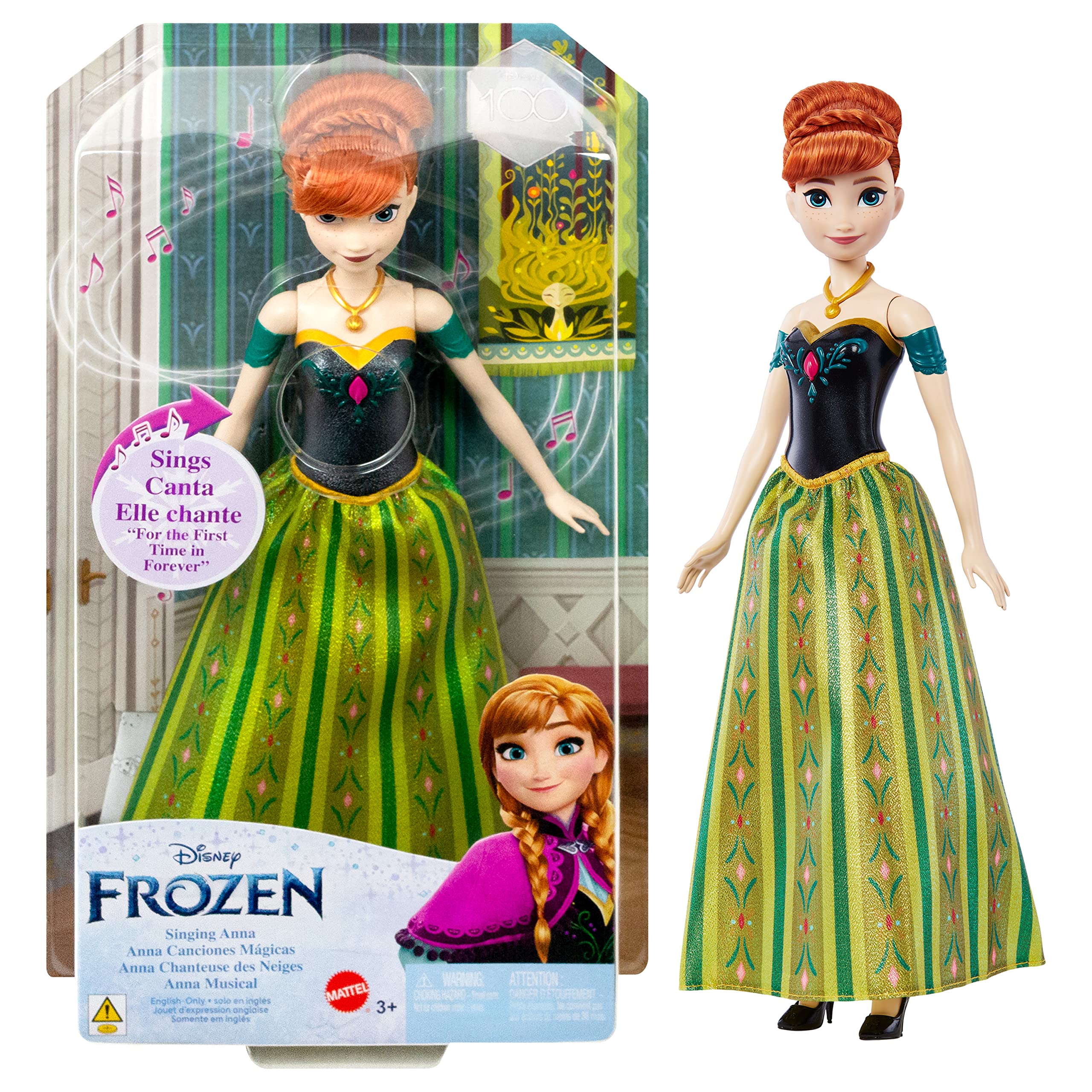 Mattel Disney Frozen Toys, Singing Anna Doll with Signature Clothing, Sings “For the First Time in Forever” from the Movie Frozen