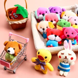 100 Pack Mini Plush Animals Toys Set Small Stuffed Animals Toys Small Animal Plush Keychain Set for Valentine Easter Party Carnival Prizes Classroom Rewards Goody Bags Filler, 27 Random Style