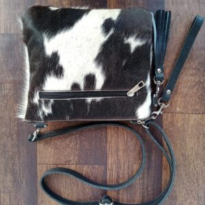 Cowhide Purse Crossbody Handbag Clutch Black White Cow Hide Hair on Calf Hide Leather Fur | Women Cowhide Crossbody Purse Bag Medium