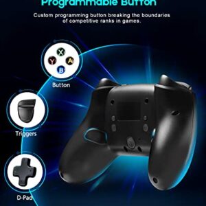 YKOEX Switch Controller, 9 LED Colors, Switch Pro Controller Compatible with Switch/Switch OLED/Switch Lite, Wireless Gamepad with Back Buttons/Programmable/Motion Control/Dual Vibration/Turbo