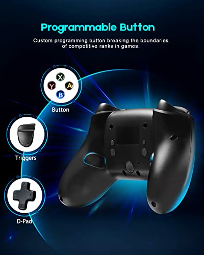 YKOEX Switch Controller, 9 LED Colors, Switch Pro Controller Compatible with Switch/Switch OLED/Switch Lite, Wireless Gamepad with Back Buttons/Programmable/Motion Control/Dual Vibration/Turbo