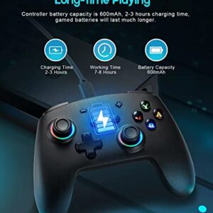 YKOEX Switch Controller, 9 LED Colors, Switch Pro Controller Compatible with Switch/Switch OLED/Switch Lite, Wireless Gamepad with Back Buttons/Programmable/Motion Control/Dual Vibration/Turbo