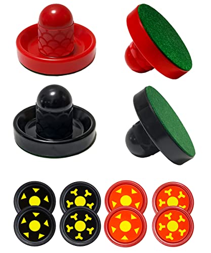 Joovon Air Hockey Pucks and Paddles, Non-Slip Strikers and Dynamic Air Hockey Pucks,Air Hockey Paddles for Adults and Kids,Replacement Accessories for Air Hockey Tables (Red and Black)