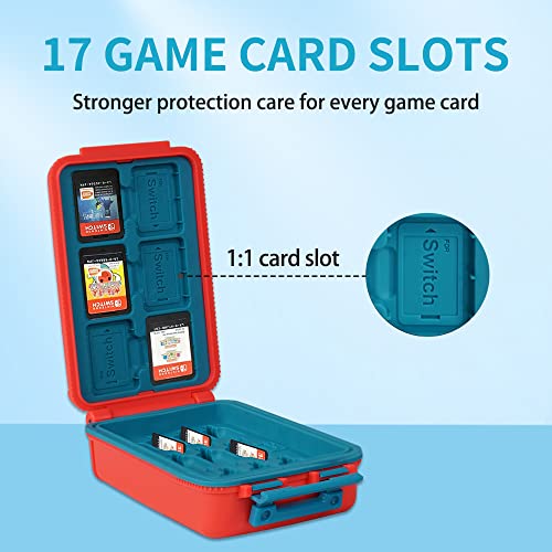 LYNCA Large Capacity Switch Game Card Case Compatible with Nintendo Swith Games, Protective Switch Game Cartridges Memory Card Holder Carrying Storage Box with 17 Cartridge Slots for Nino Switch NS NX