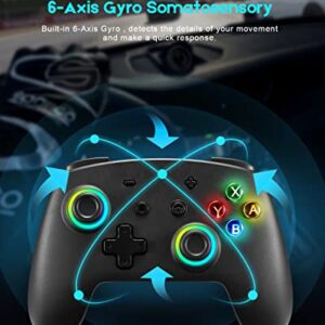 YKOEX Switch Controller, 9 LED Colors, Switch Pro Controller Compatible with Switch/Switch OLED/Switch Lite, Wireless Gamepad with Back Buttons/Programmable/Motion Control/Dual Vibration/Turbo