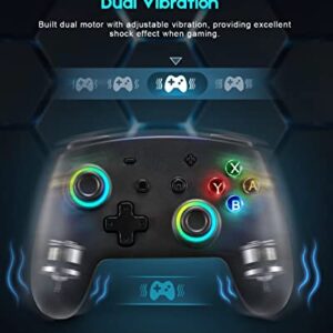 YKOEX Switch Controller, 9 LED Colors, Switch Pro Controller Compatible with Switch/Switch OLED/Switch Lite, Wireless Gamepad with Back Buttons/Programmable/Motion Control/Dual Vibration/Turbo