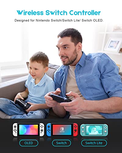 YKOEX Switch Controller, 9 LED Colors, Switch Pro Controller Compatible with Switch/Switch OLED/Switch Lite, Wireless Gamepad with Back Buttons/Programmable/Motion Control/Dual Vibration/Turbo