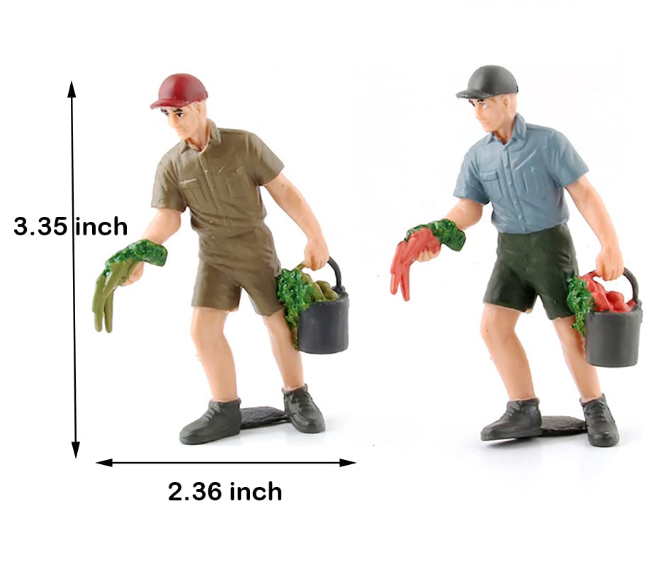 Hiawbon 26 Pcs Farmer People Action Figures Realistic Miniature Hand Painted Rider Figurines for Birthday Gifts