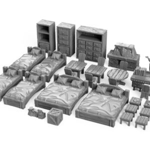 3DEGOS Tavern Bedroom Furniture Set DND Terrain 28mm for Dungeons and Dragons, D&D, Pathfinder, Warhammer 40k, RPG, Miniatures, Age of Sigmar, Tabletop, D and D, Dungeons and Dragons Gifts