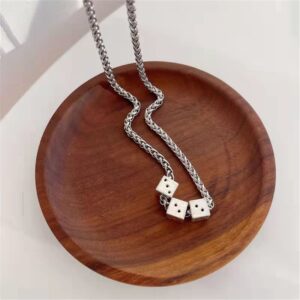 Hifunny Dice Necklace Punk Cube Dice Necklace Men's Variety Dice Necklace Ladies Adjustable Dice Necklace Open Jewelry Gift