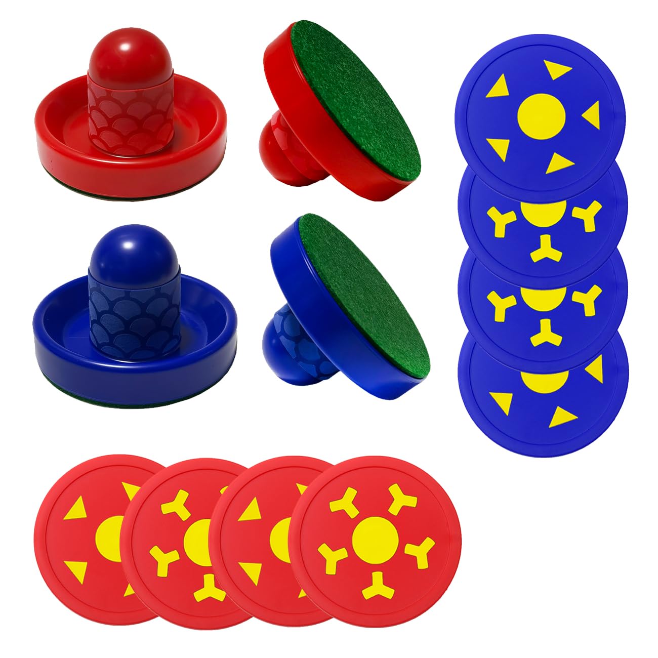 Joovon Air Hockey Pushers and Air Hockey Pucks, Non-Slip Strikers and Dynamic Pucks for Air Hockey Table Game for Adults and Kids,Replacement Accessories for Game Tables (Red and Blue)