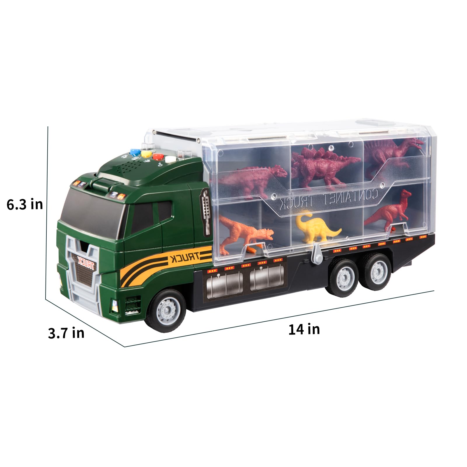 SNAEN 39 in 1 Dinosaur Toy Truck for Kids 3-7 with Play Mat, Dino Transport Carrier Vehicle with Lights and Sounds, Toys for Toddler 3 4 5 6 Years Boys Includes Dino Figures, Eggs and Trees