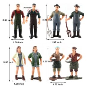 Hiawbon 26 Pcs Farmer People Action Figures Realistic Miniature Hand Painted Rider Figurines for Birthday Gifts