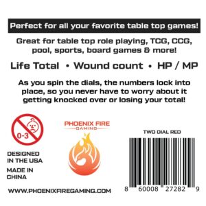 Life Counter / Wound Counter - Number dial - Two Dial Red - MTG, Warhammer 40k, D&D, or Other Tabletop Games - Phoenix Fire Gaming