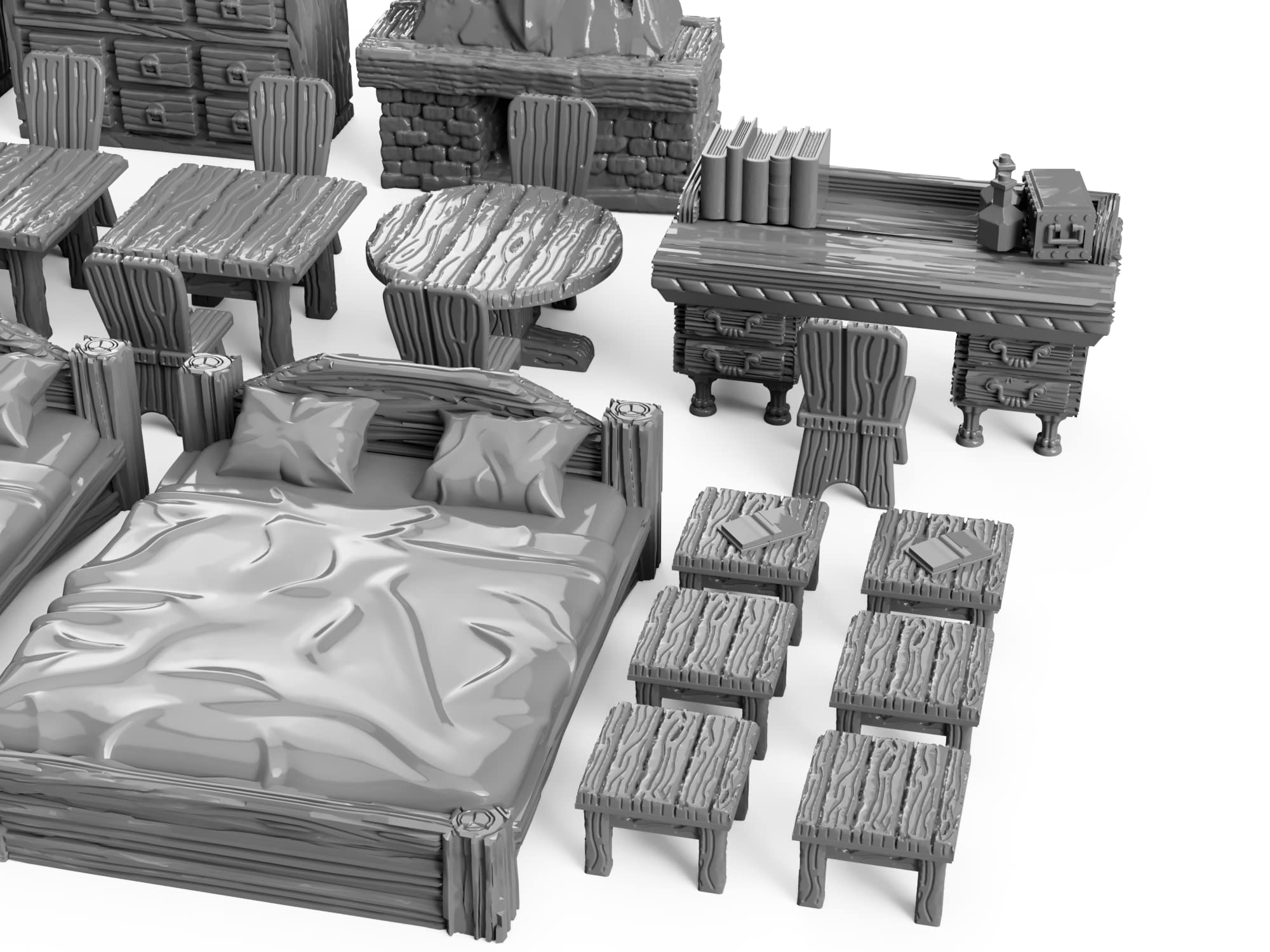 3DEGOS Tavern Bedroom Furniture Set DND Terrain 28mm for Dungeons and Dragons, D&D, Pathfinder, Warhammer 40k, RPG, Miniatures, Age of Sigmar, Tabletop, D and D, Dungeons and Dragons Gifts