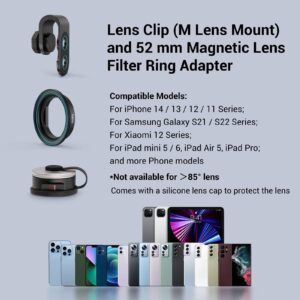 SmallRig 1.55XT Anamorphic Lens for iPhone and Android, Phone Cinematic Filmmaking Lens Phone Camera 2.76:1 Widescreen Ratio Imaging and Blue Flares Lens by Filmic Pro App-3578