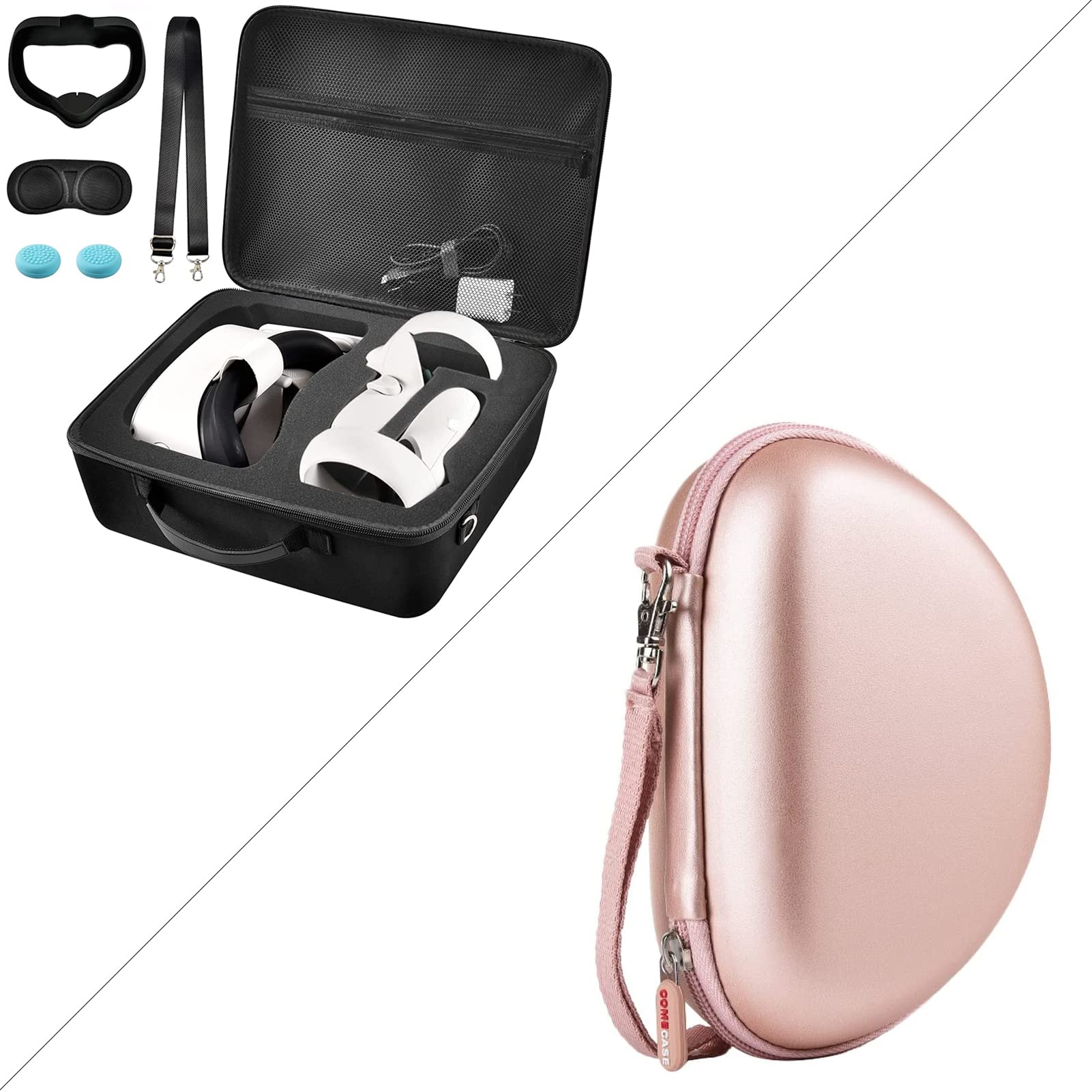 Hard Carrying Case for Oculus Quest 2 All-in-One VR Gaming Headset with Rose Gold Carrying Case Compatible for Beats Solo3 / Beats Solo2