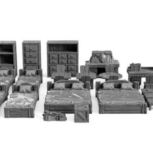 3DEGOS Tavern Bedroom Furniture Set DND Terrain 28mm for Dungeons and Dragons, D&D, Pathfinder, Warhammer 40k, RPG, Miniatures, Age of Sigmar, Tabletop, D and D, Dungeons and Dragons Gifts