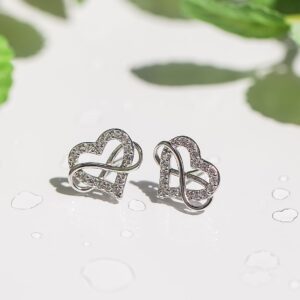 Sash & Soph Sterling Silver Infinity Heart Cubic Zirconia Earrings, 925 Metal Type, Women's Stud Earrings