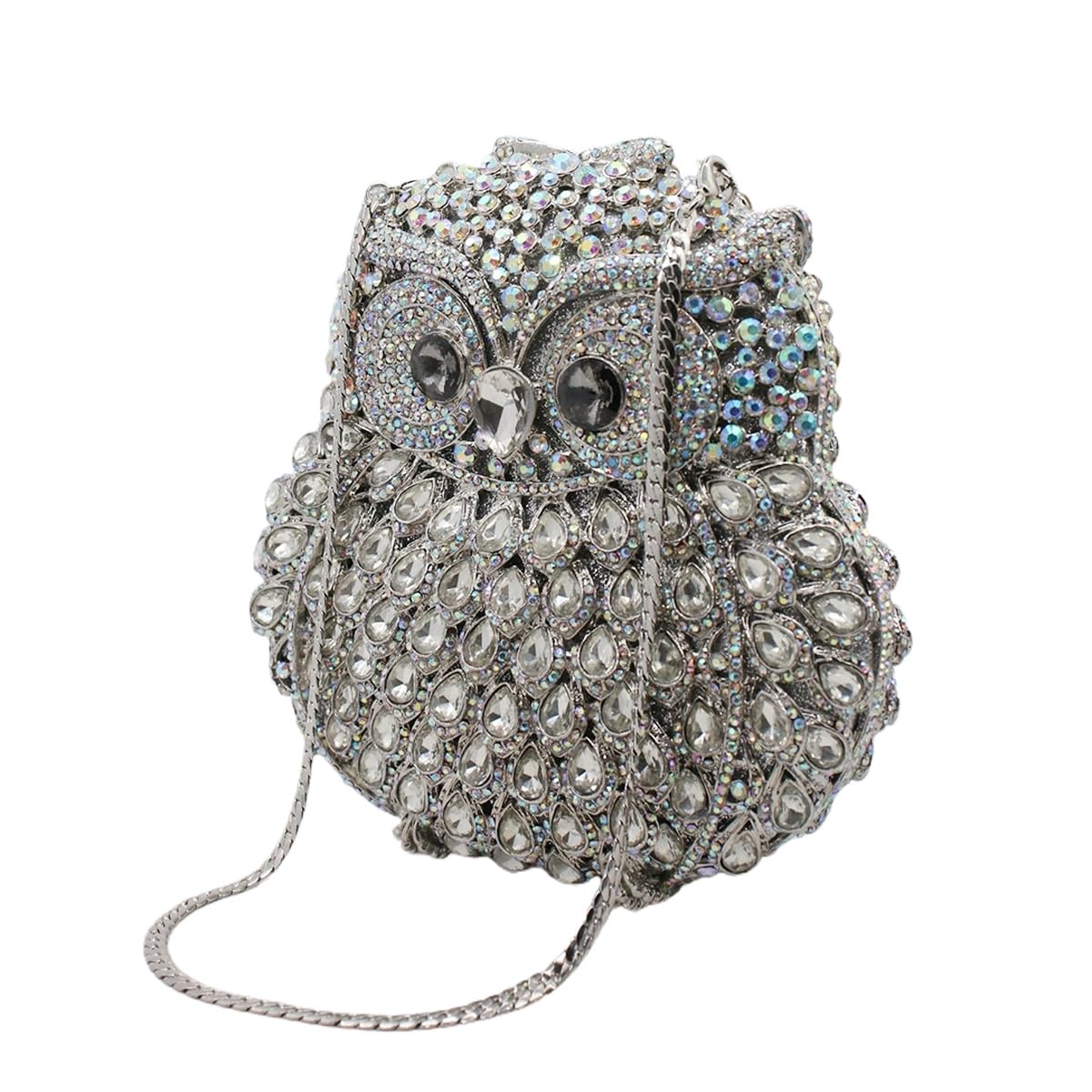 UMREN Cute Owl Clutch Women Crystal Evening Bags Luxury Handbag Rhinestone Wedding Party Purse Silver