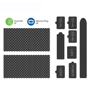 Dust Plugs Filter Set for Xbox Series X - Silicone Anti-dust Dirt Proof Prevent Cover Case Mesh Filter Kit Compatible with Xbox Series X Console Accessories(Black)