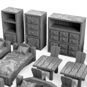 3DEGOS Tavern Bedroom Furniture Set DND Terrain 28mm for Dungeons and Dragons, D&D, Pathfinder, Warhammer 40k, RPG, Miniatures, Age of Sigmar, Tabletop, D and D, Dungeons and Dragons Gifts