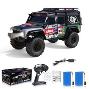 Desdoni RC Cars RC Crwaler 1/10 Scale RTR Remote Control Car 4WD 2.4GHz Brushed Offroad Racing Hobby Grade Model Vehicle with LED Lights 2Pcs Battery Toy for Kids and Adults