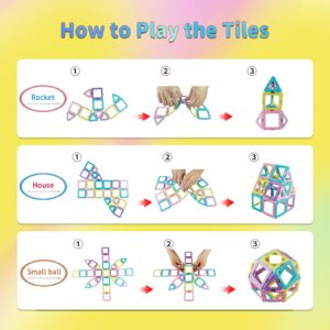 TOKBLOK Magnetic Tiles Toys for 3 Year Old Girls Boys Kids Magnetic Building Blocks STEM Creative Construction Magnet Toys for Toddler Gifts- Beginner Set