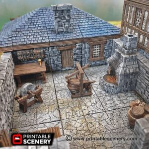 3DEGOS Smithy Tools Blacksmith Furniture Set DND Terrain 28mm for Dungeons and Dragons, D&D, Pathfinder, Warhammer 40k, RPG, Miniatures, Age of Sigmar, Tabletop, D and D, Dungeons and Dragons Gifts