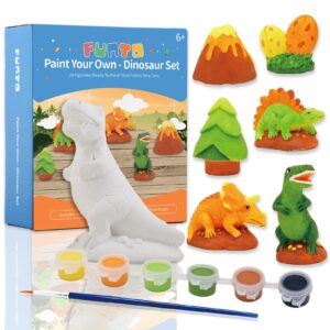 Funto Paint Your Own Unicorn and Dinosaur, 12 Figurines Arts and Crafts for Kids, Ceramics to Paint, STEAM Projects Creative Activity DIY Toys Gift for Boys & Girls Age 3 4 5 6+, with Paint & Brushes