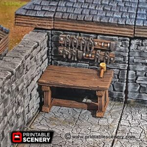 3DEGOS Smithy Tools Blacksmith Furniture Set DND Terrain 28mm for Dungeons and Dragons, D&D, Pathfinder, Warhammer 40k, RPG, Miniatures, Age of Sigmar, Tabletop, D and D, Dungeons and Dragons Gifts